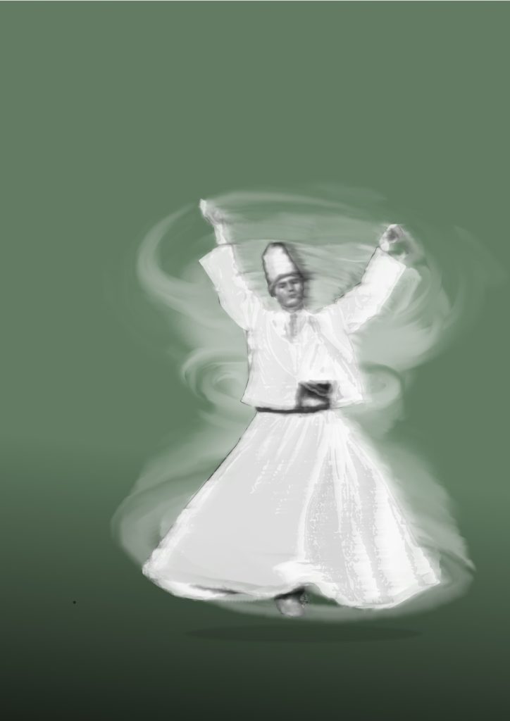 A whirling dervish in a different mental reality