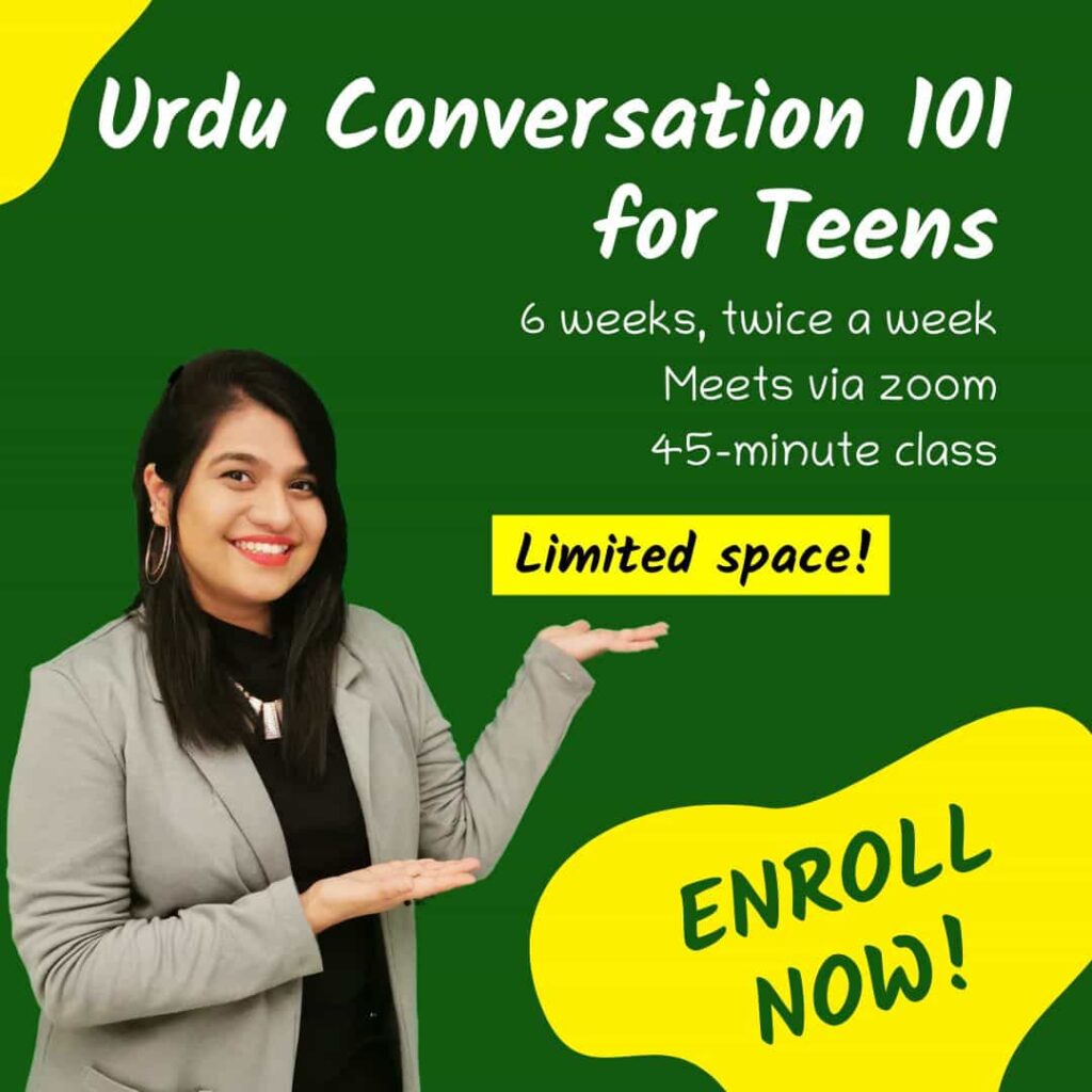 Annie's class for teens to learn Urdu speaking easily.