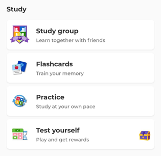 Different ways you can learn new languages though Kahoot include study groups, flash cards, practice, and test yourself modes.
